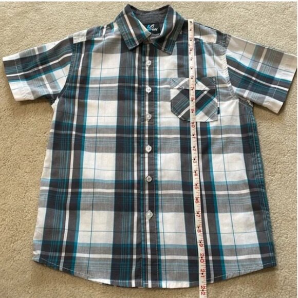 Amplify button down plaid short sleeve shirt blue turquoise white gray Small 8 - Picture 6 of 8